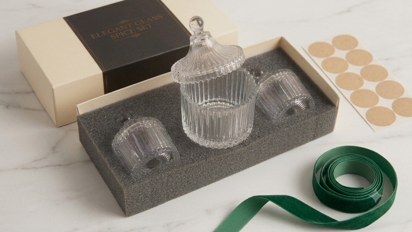 Fluted Glass Jar Set of 3