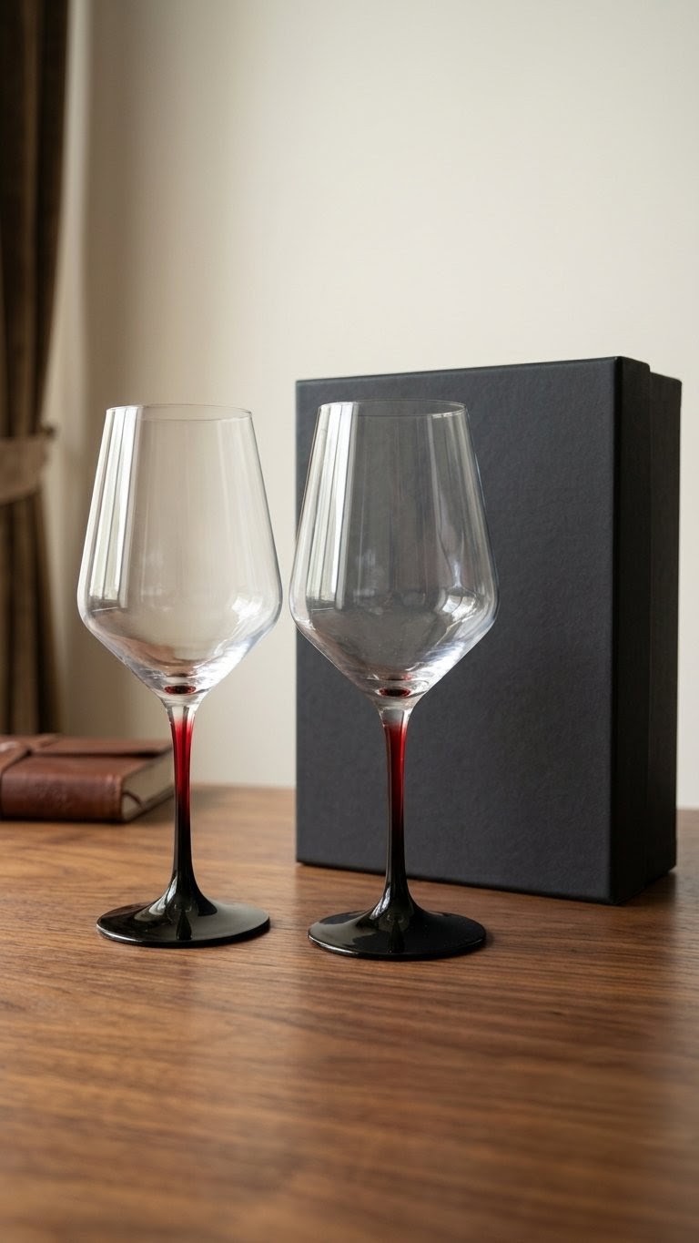Luxury Red Stemmed Wine Glasses