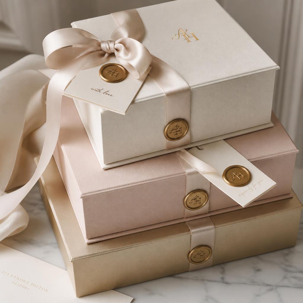 Bespoke rigid box, monogram wax seal